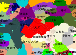 北杜市の位置を示す地図