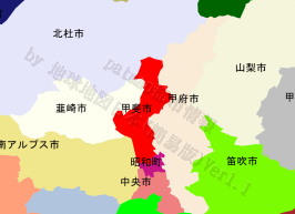 甲斐市の位置を示す地図