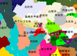 市川三郷町の位置を示す地図