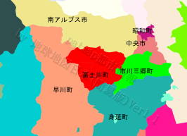 富士川町の位置を示す地図