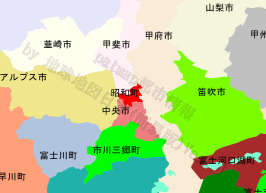 昭和町の位置を示す地図