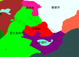 忍野村の位置を示す地図