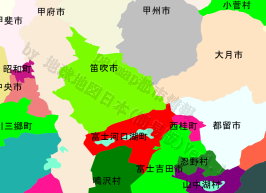 富士河口湖町の位置を示す地図