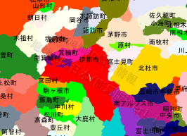 伊那市の位置を示す地図
