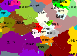 平谷村の位置を示す地図