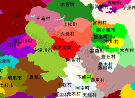 南木曽町の位置を示す地図