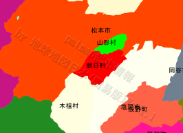 朝日村の位置を示す地図