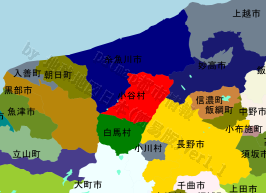 小谷村の位置を示す地図