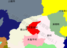 野沢温泉村の位置を示す地図