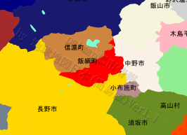 飯綱町の位置を示す地図