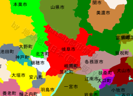 岐阜市の位置を示す地図