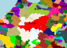 高山市の位置を示す地図