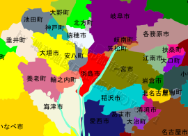 羽島市の位置を示す地図