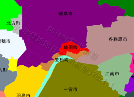 岐南町の位置を示す地図