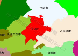 川辺町の位置を示す地図