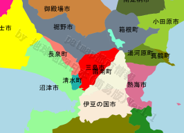 三島市の位置を示す地図