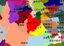 富士宮市の位置を示す地図