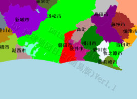 磐田市の位置を示す地図