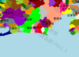 掛川市の位置を示す地図