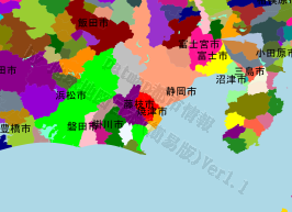 藤枝市の位置を示す地図