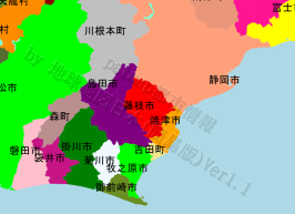 藤枝市の位置を示す地図