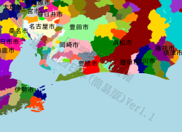 豊橋市の位置を示す地図