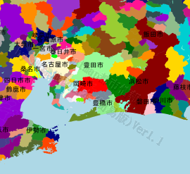 岡崎市の位置を示す地図