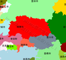 岡崎市の位置を示す地図
