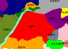 一宮市の位置を示す地図