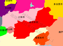 春日井市の位置を示す地図