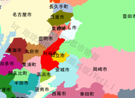 刈谷市の位置を示す地図