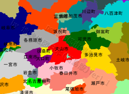 犬山市の位置を示す地図