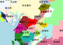 大府市の位置を示す地図