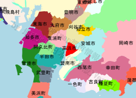 高浜市の位置を示す地図
