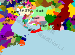 田原市の位置を示す地図