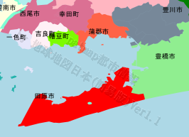 田原市の位置を示す地図