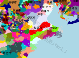 松阪市の位置を示す地図