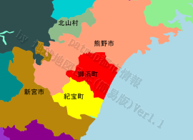 御浜町の位置を示す地図