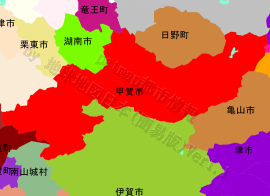 甲賀市の位置を示す地図