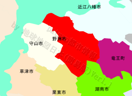 野洲市の位置を示す地図
