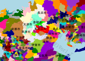 東近江市の位置を示す地図