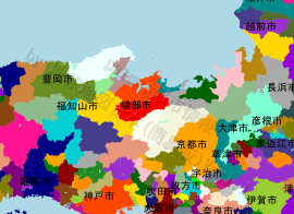 綾部市の位置を示す地図