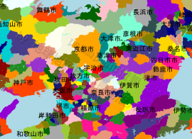 宇治市の位置を示す地図