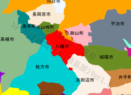 八幡市の位置を示す地図