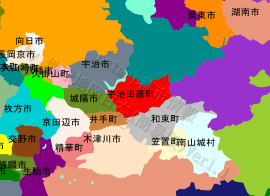 宇治田原町の位置を示す地図