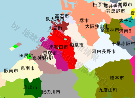 岸和田市の位置を示す地図