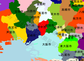 豊中市の位置を示す地図