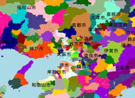 吹田市の位置を示す地図