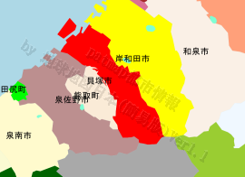 貝塚市の位置を示す地図