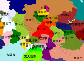 枚方市の位置を示す地図